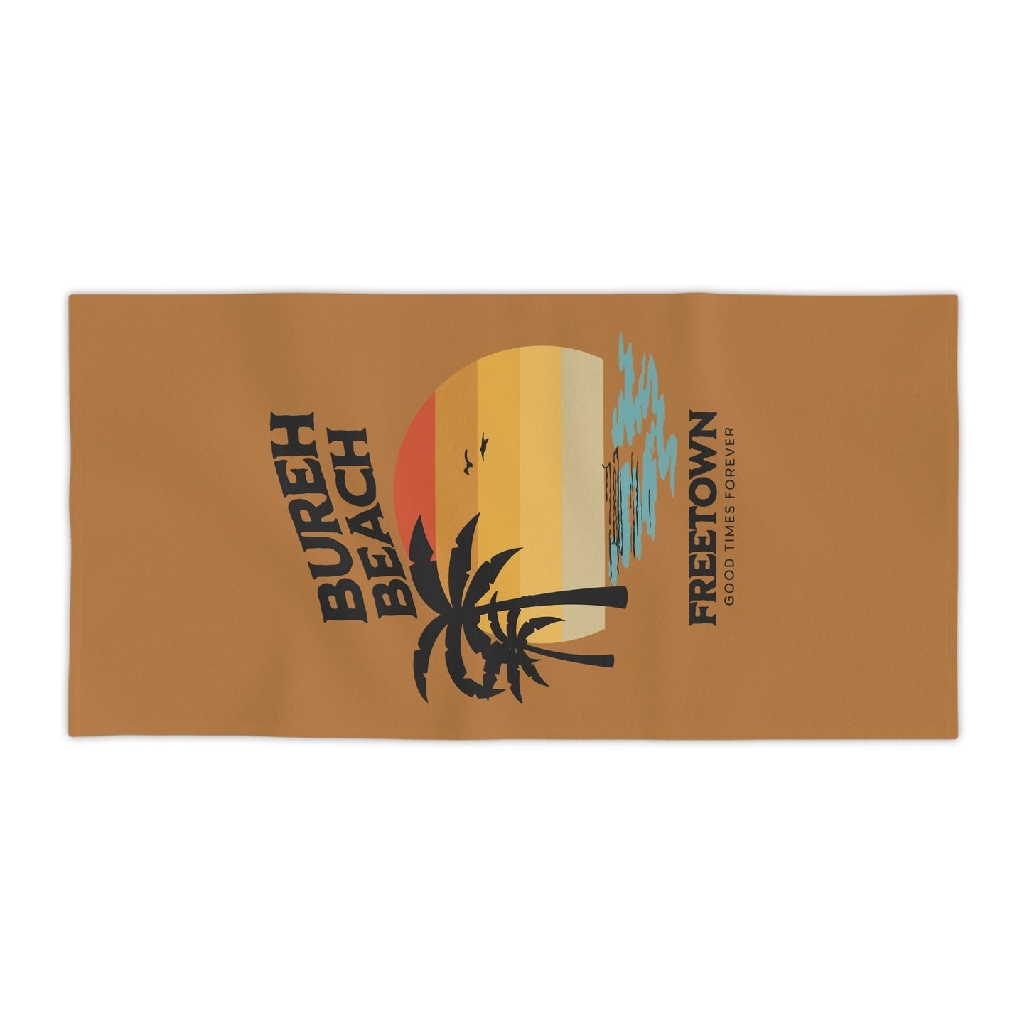 Bureh Beach Vintage Sunset Print Beach Towel