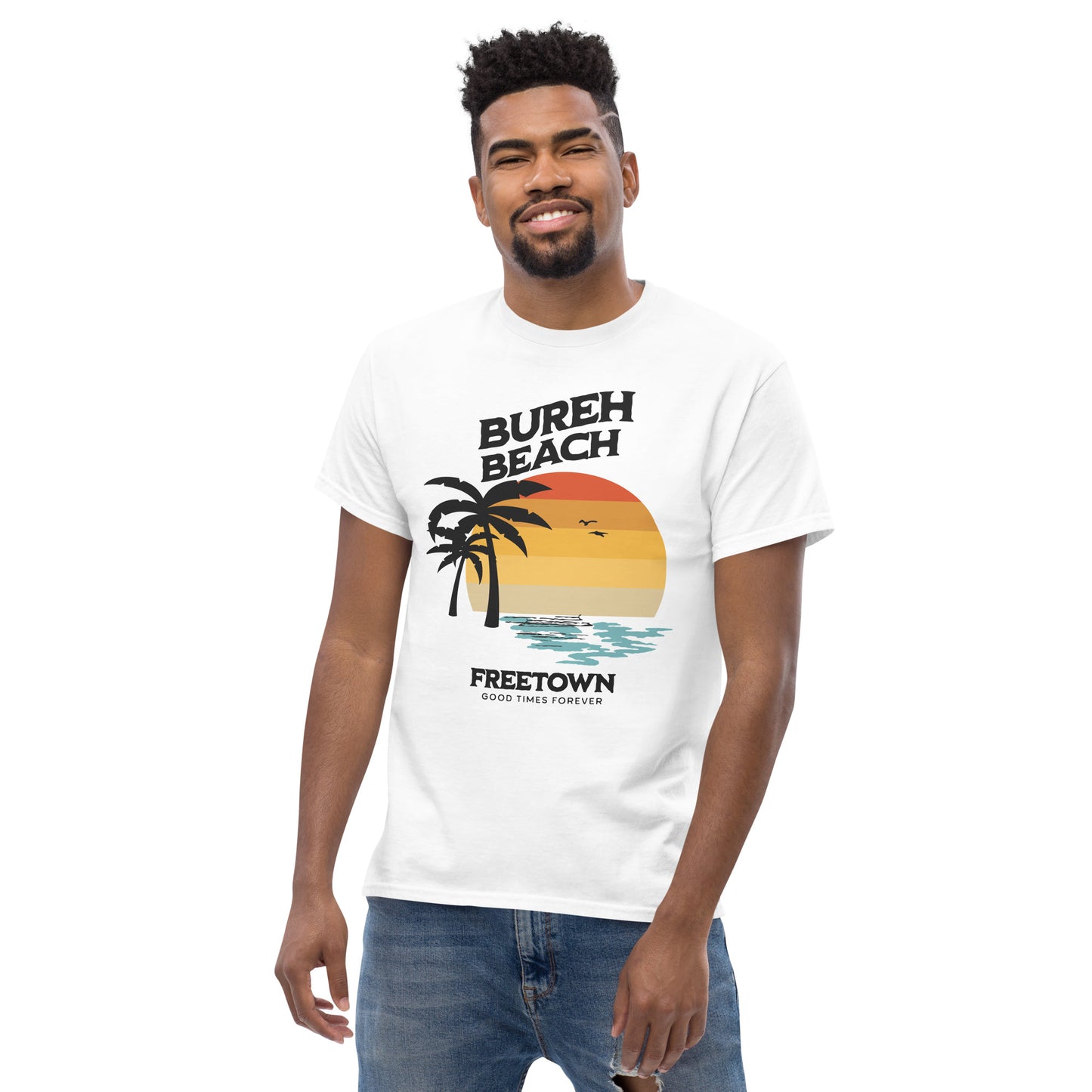 Bureh Beach Vintage Sunset Men's classic tee