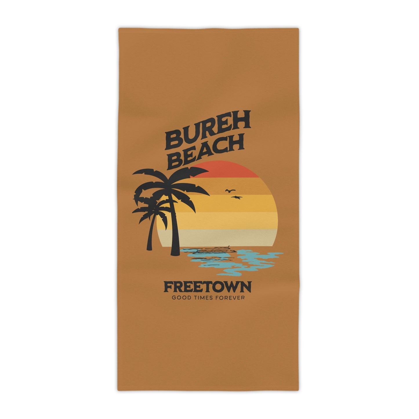 Bureh Beach  Vintage Sunset Print  Beach Towel