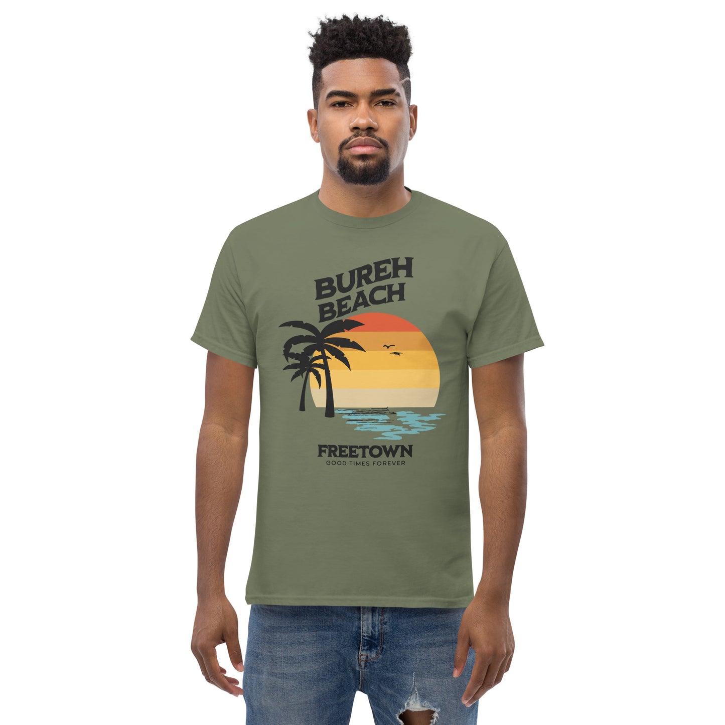 Bureh Beach Vintage Sunset Men's classic tee
